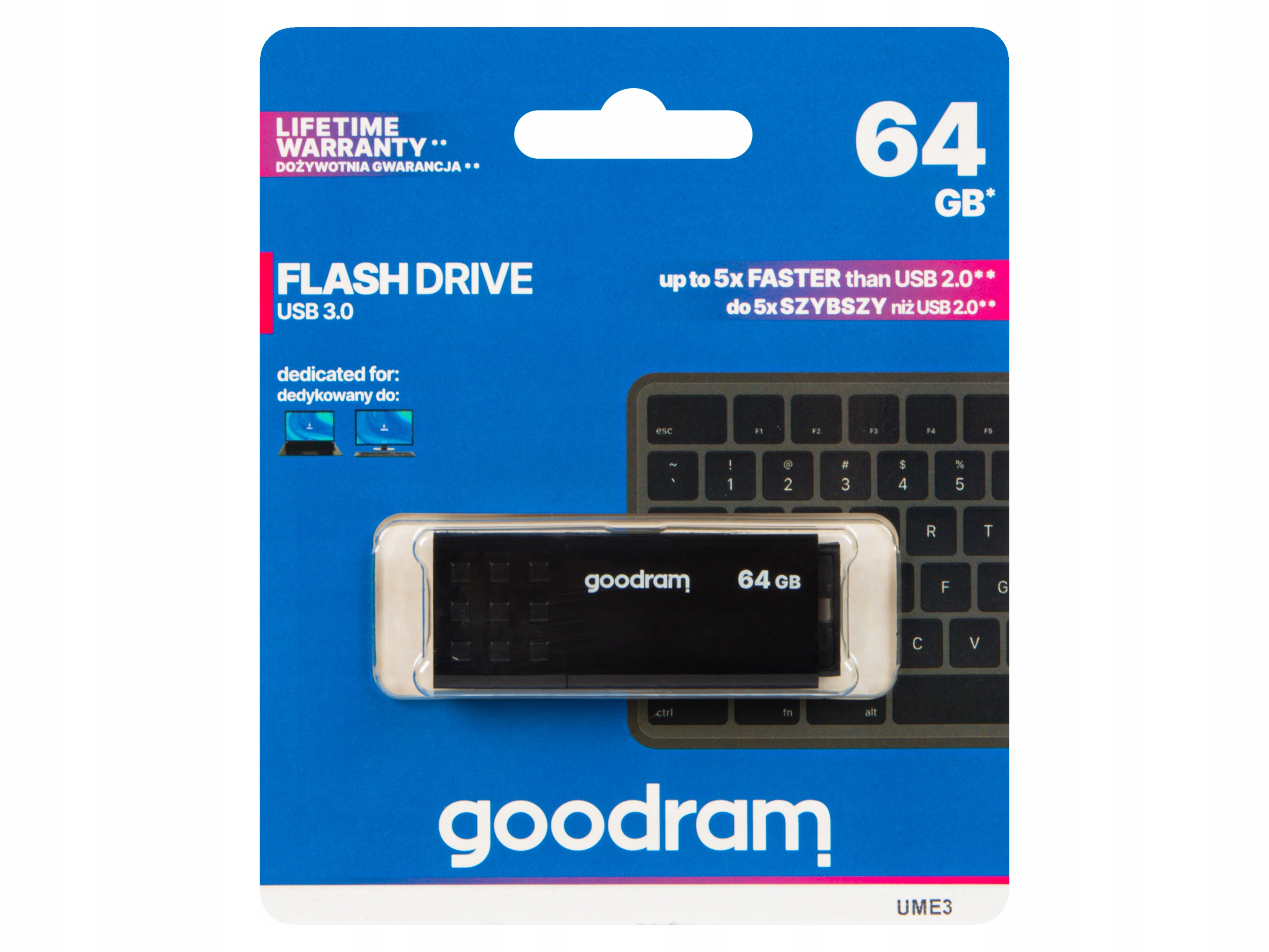 Transmiter FM bluetooth USB SD MP3 ładowarka AUX + PENDRIVE GOODRAM 64GB Model T-02