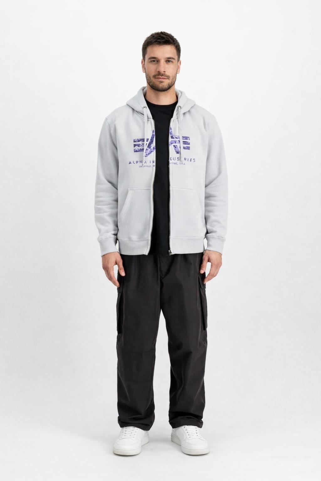 mikina Basic Zip Hoodie Pp camo pastel grey velikost 2XL 2XL