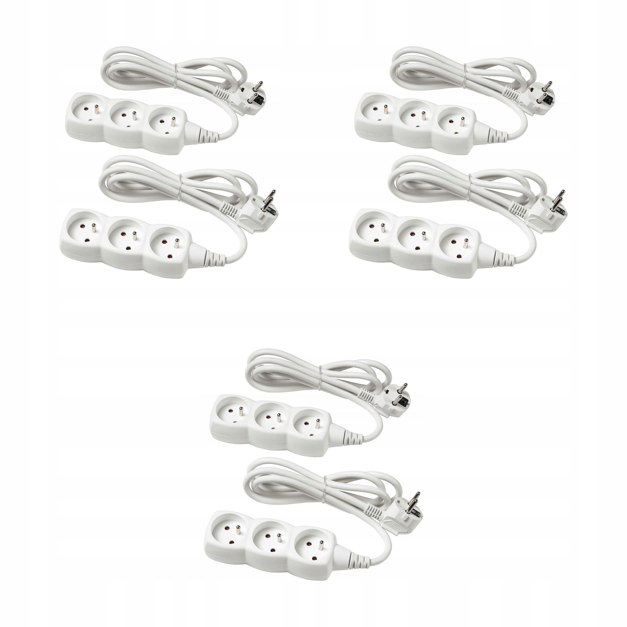 3 ks Prodlužovací kabel Koppla 3 zásuvky s uzemněním 1.5 m bílý