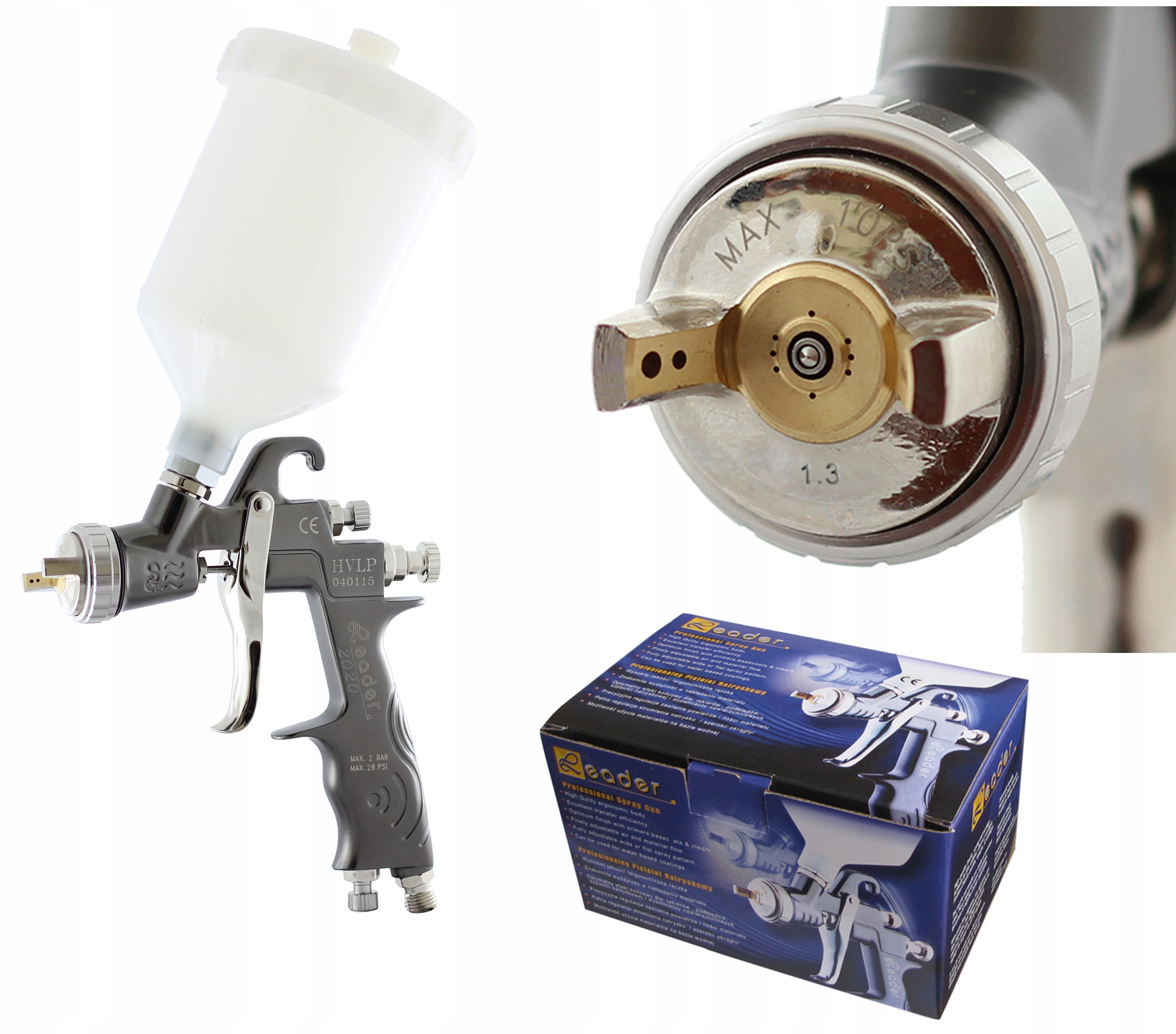 PISTOLET LAKIERNICZY MALARSKI LEADER HVLP 1.3mm