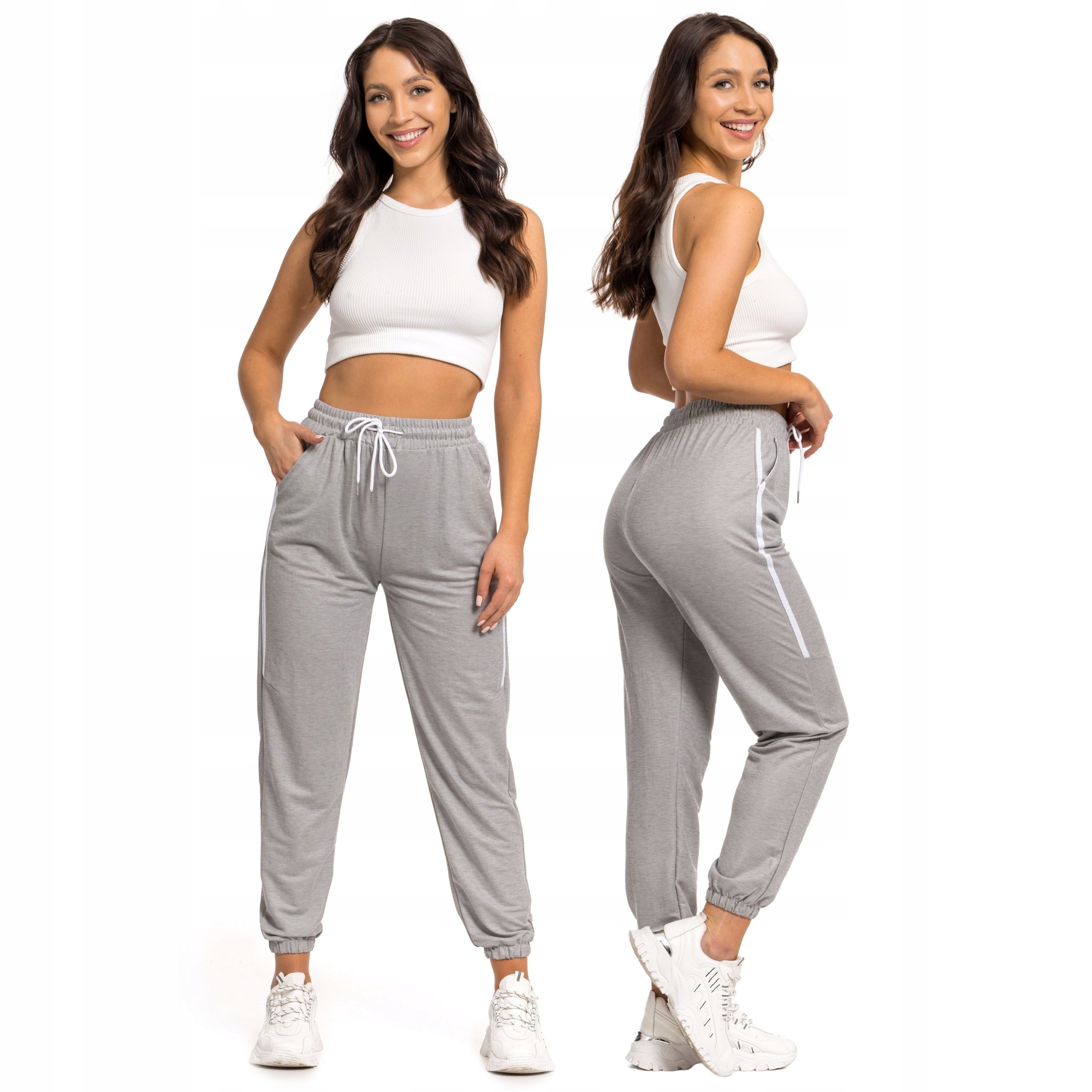 

Damskie Bawełniane Spodnie Dresowe Z Lampasem