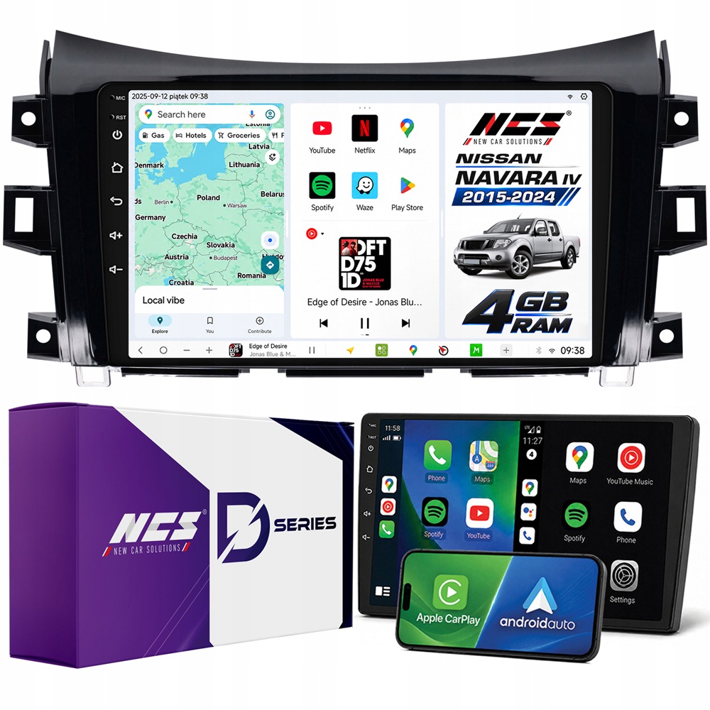 Autorádio Ncs D9 Nissan Navara IV 2015-2024 Android 4GB Lte