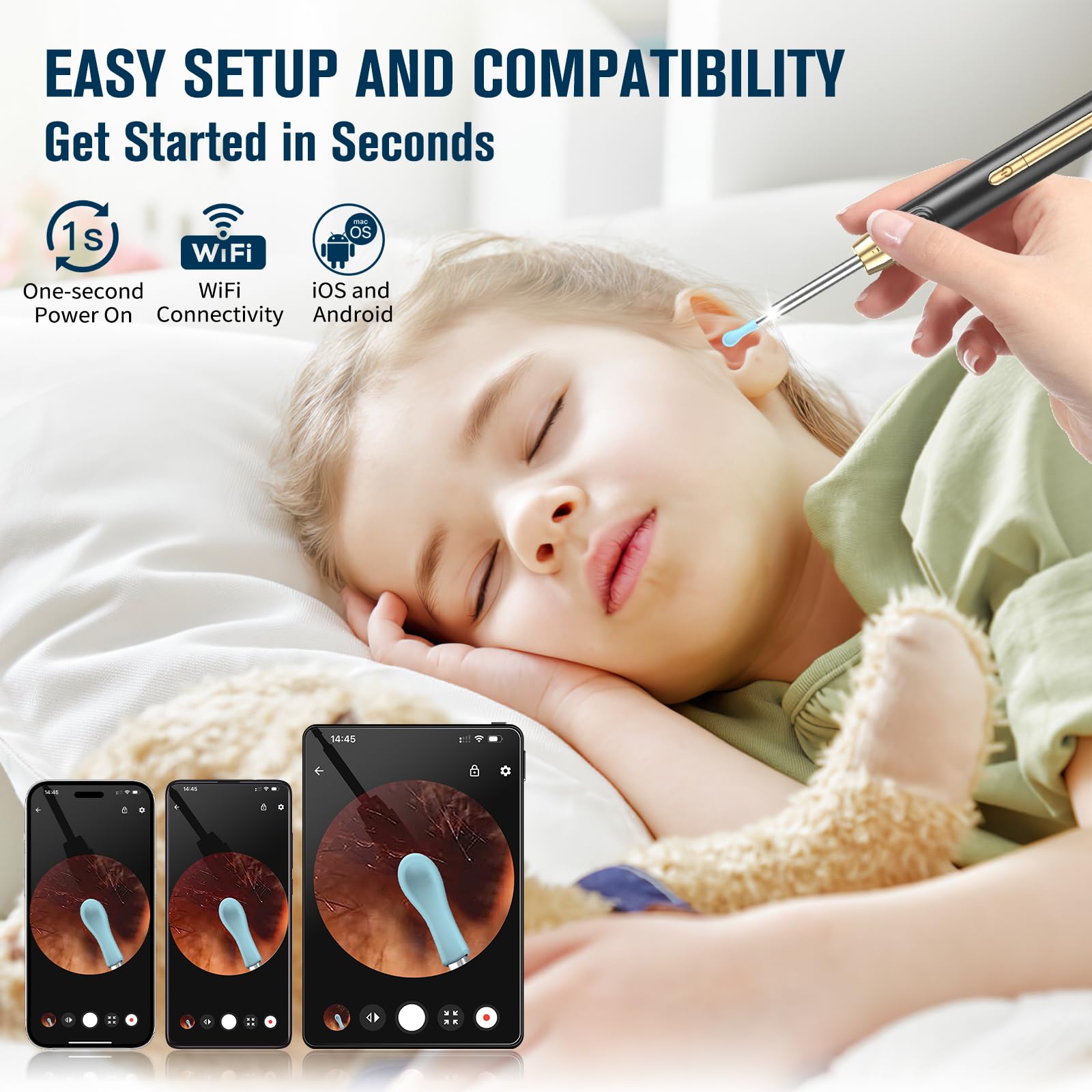 KEKOY P8 Usuwacz Woskowiny Kamera HD 1920P IP67 Wifi iOS Android — miniatura 2