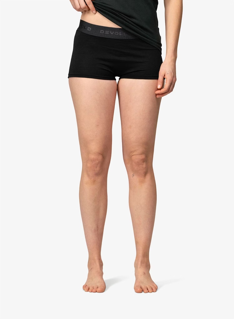 Bokserki Termoaktywne Damskie Devold Breeze Merino 150 Hipster Black S