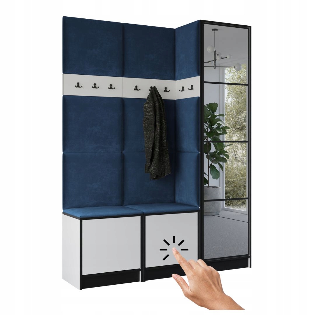 Šatní skříň Costa 20 bílá modrá tkanina Vzor 1