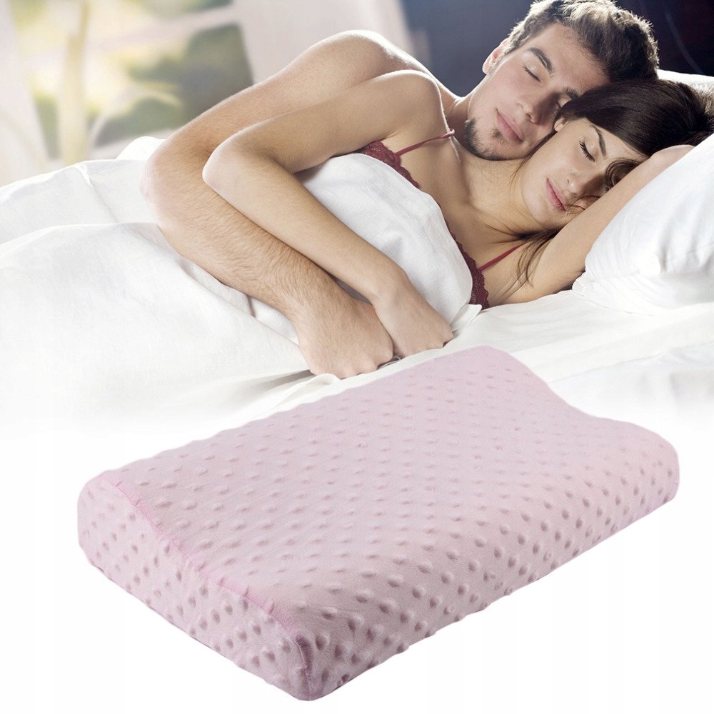 PODUSZKA ORTOPEDYCZNA DO SPANIA NA KRĘGOSŁUP SZYJNY Z PIANKI MEMORY RÓŻOWA Kolor dominujący róże i fiolety