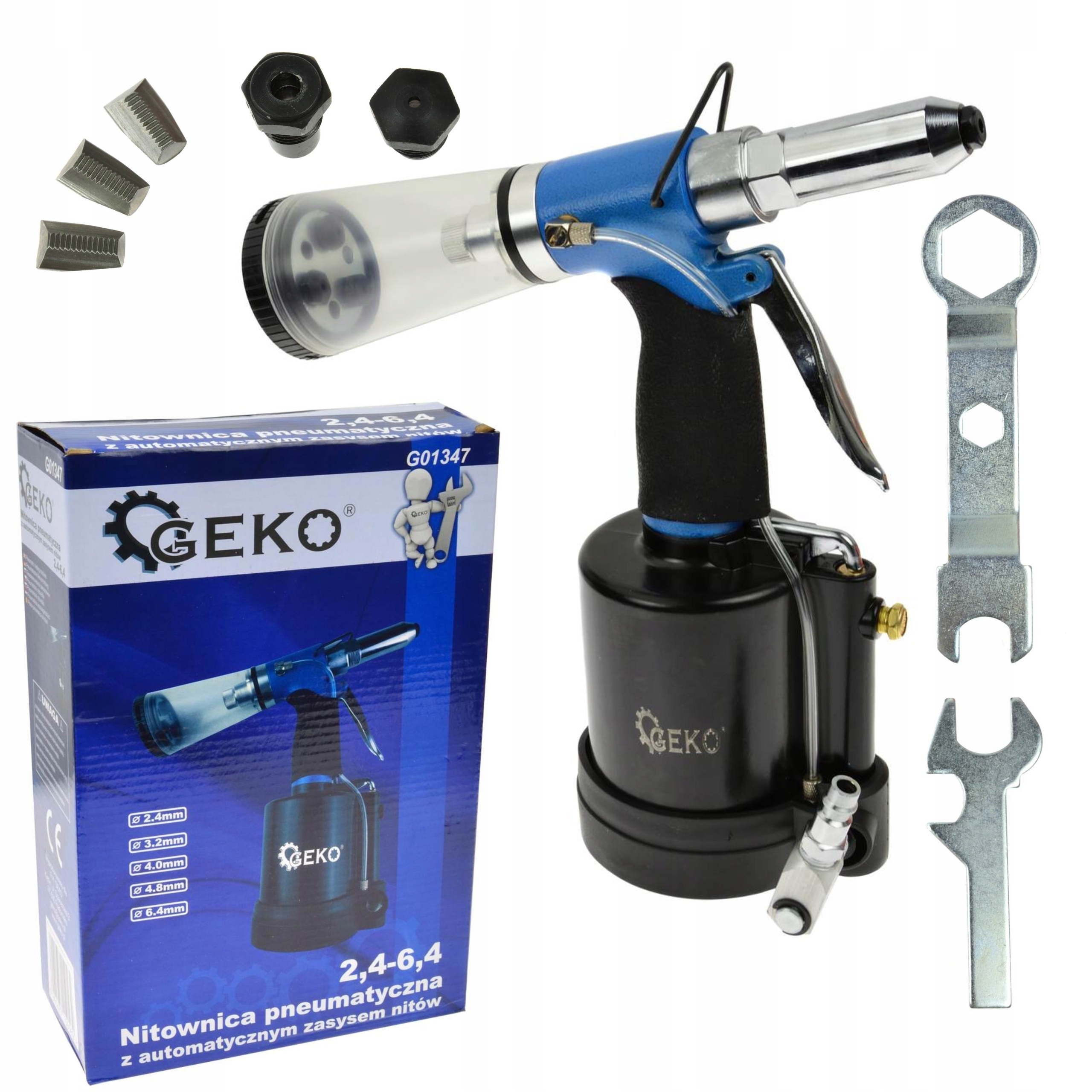 Geko Pneumatická Nitovačka S Automatickým Nasávaním Nitov 2,4-6,4 MM G01347