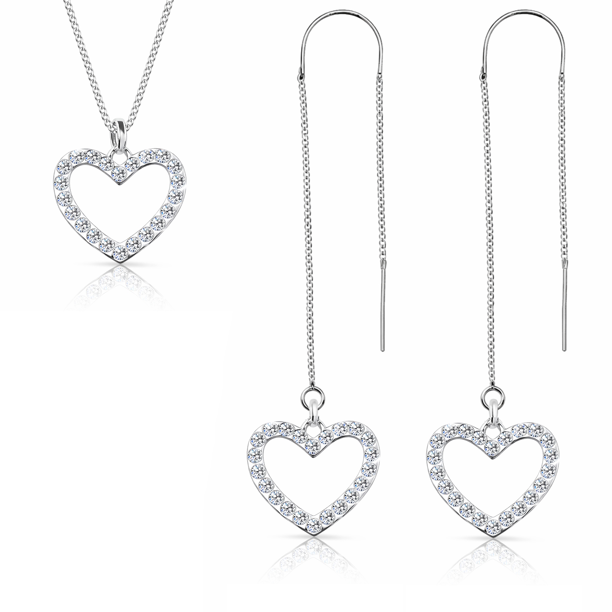 Srdíčko s zirkony Sada stříbrných šperků pancíř stříbro 925