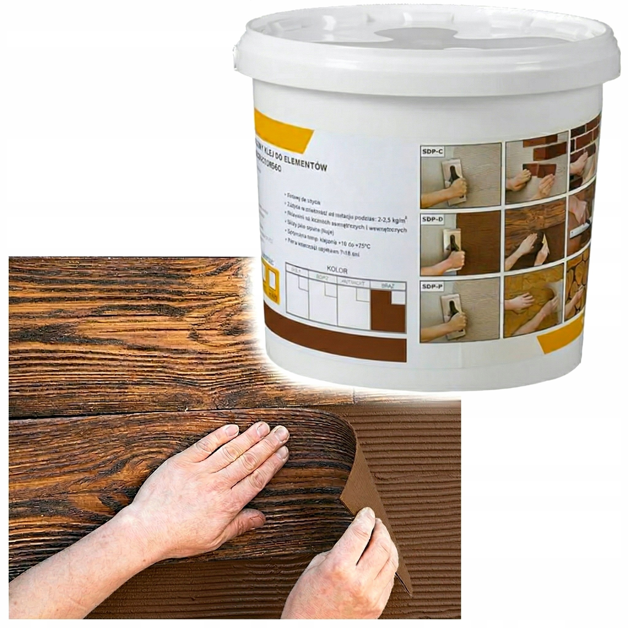 Pružné akrylové lepidlo Sdp-kd pro lamely a fasádní desky, hnědé, 7 kg