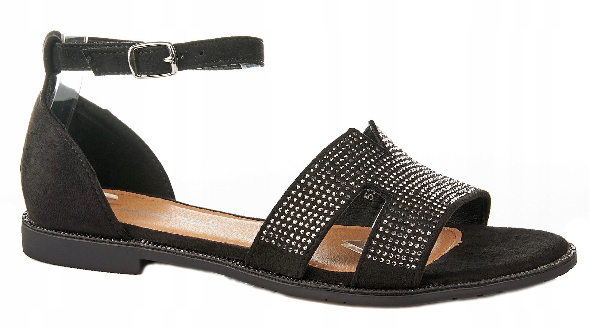 

Sandały Zamszowe Na Płaskim Obcasie Czarne 39