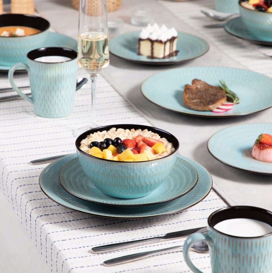 Zastawa kamionkowa Vancasso PLUVO 16szt/ 4 osób Linia LENTO