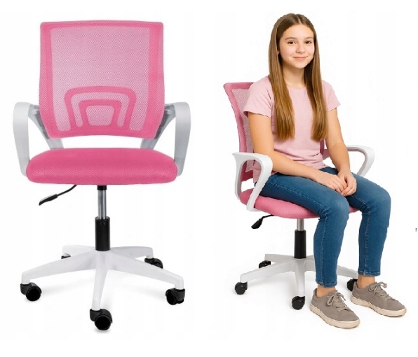 Otočné Křeslo K Psacímu Stolu Pro Dítě Dívky, Růžové Pro Učení