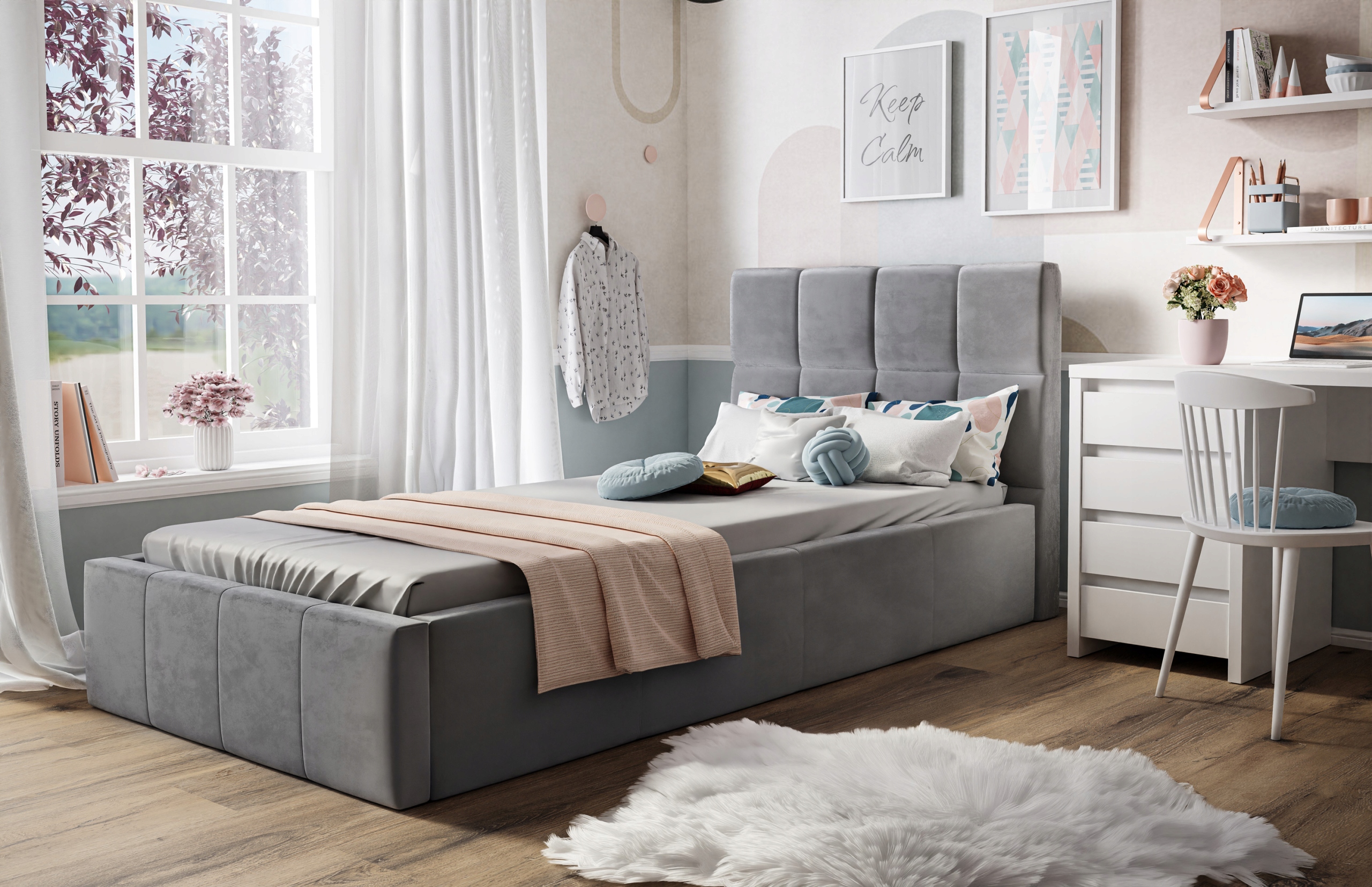 Łóżko tapicerowane CHARLIE pojedyncze 90x200 Kolekcja Charlie