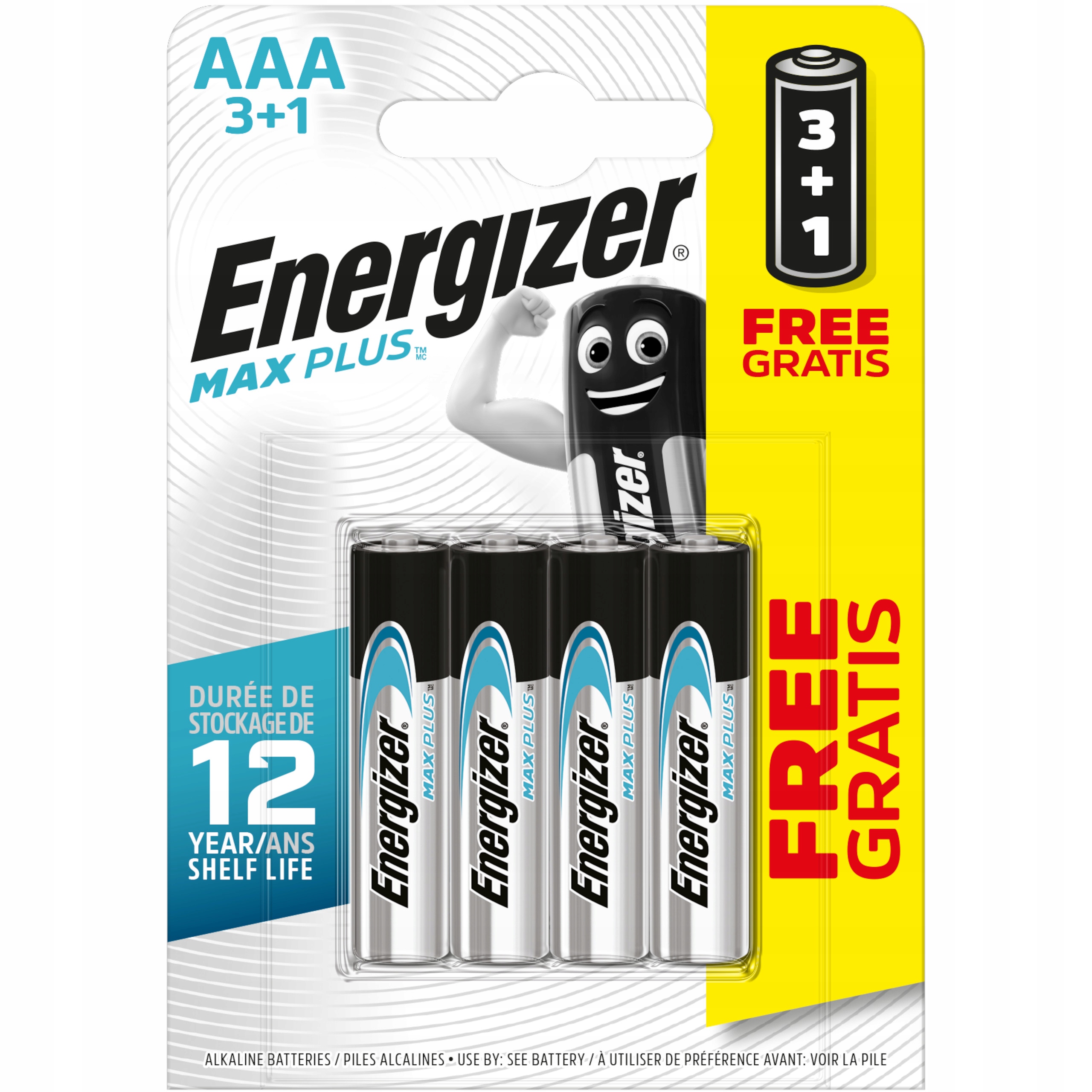 4x Bateria ENERGIZER Max Plus LR03 AAA R3 EP92 1,5V