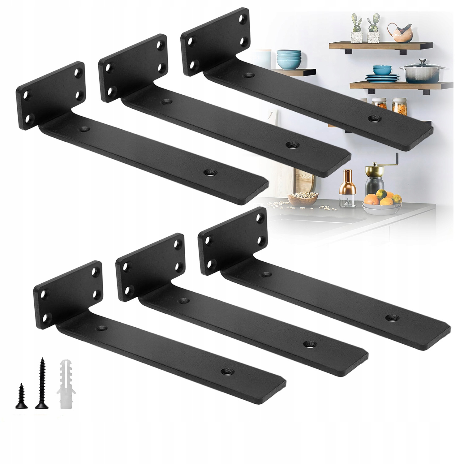 Držáky Na Police 6 Ks, Tloušťka 5 MM, 22,5 CM, Univerzální A Silné Policové Držáky