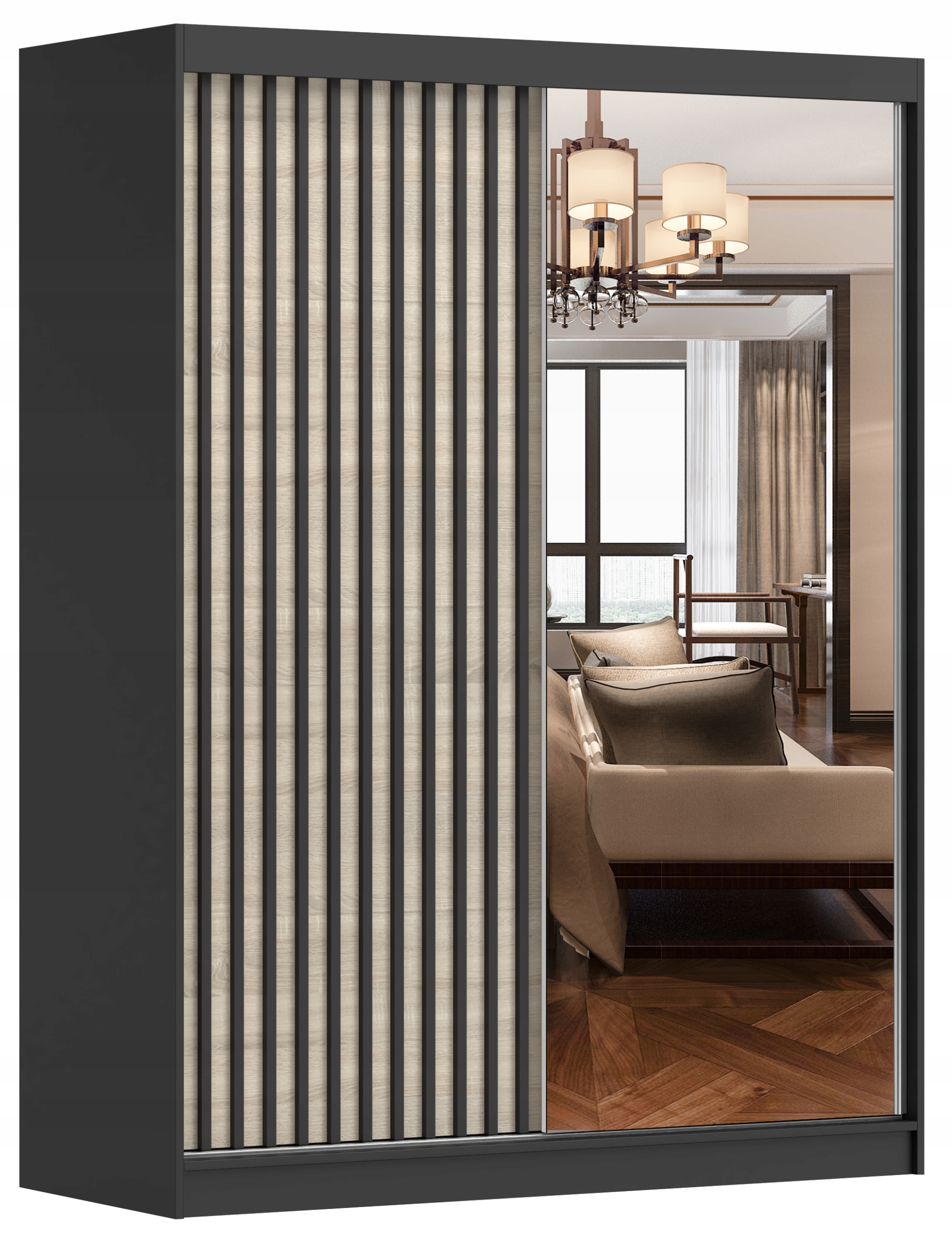 Skříň posuvná Lami 150 se zrcadlem police šatní lamely Czs Výrobce Pl