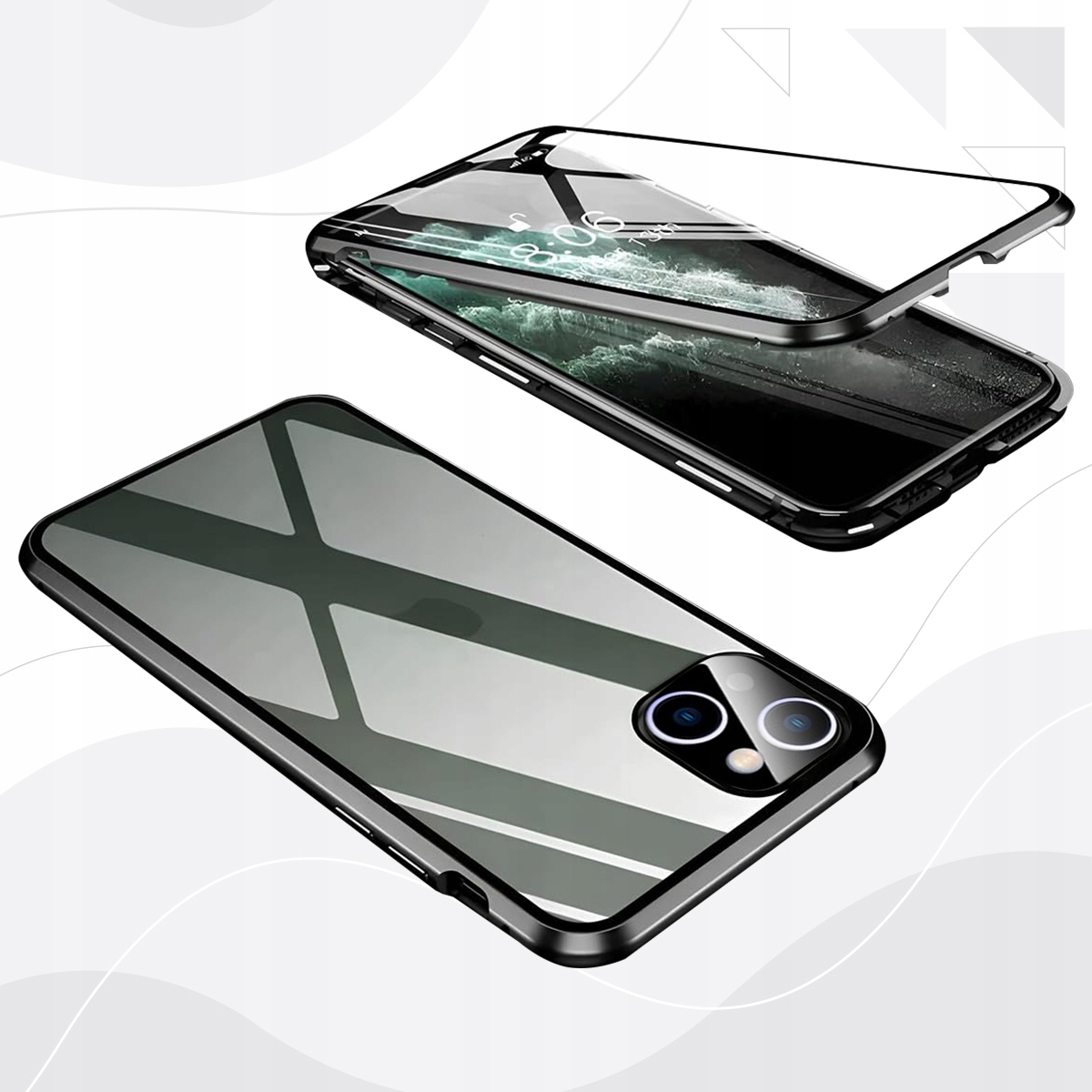 MAGNETYCZNE Etui do iPhone 15 DUAL SZKŁO PRYWATYZUJĄCE CHRONIĄCE PRYWATNOŚĆ Dedykowany model iPhone 15