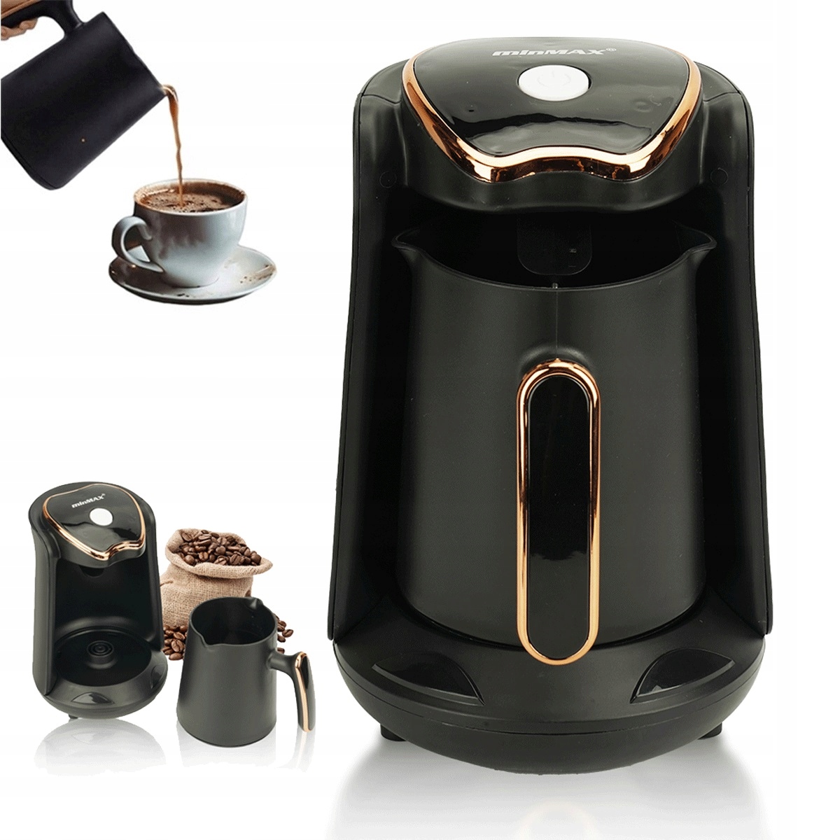 Kávovar 600 W 300 ml s protiskluzovou základnou, černý, na kávu