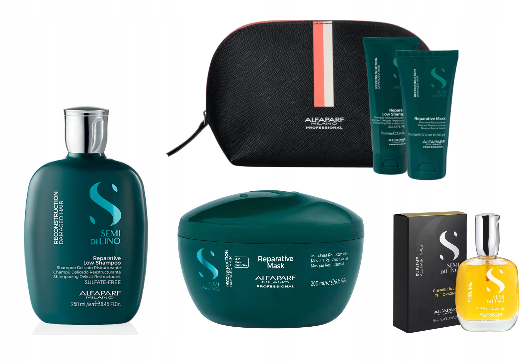Alfaparf Semi Di Lino Reconstruction šampon maska s olejem sada Bonus