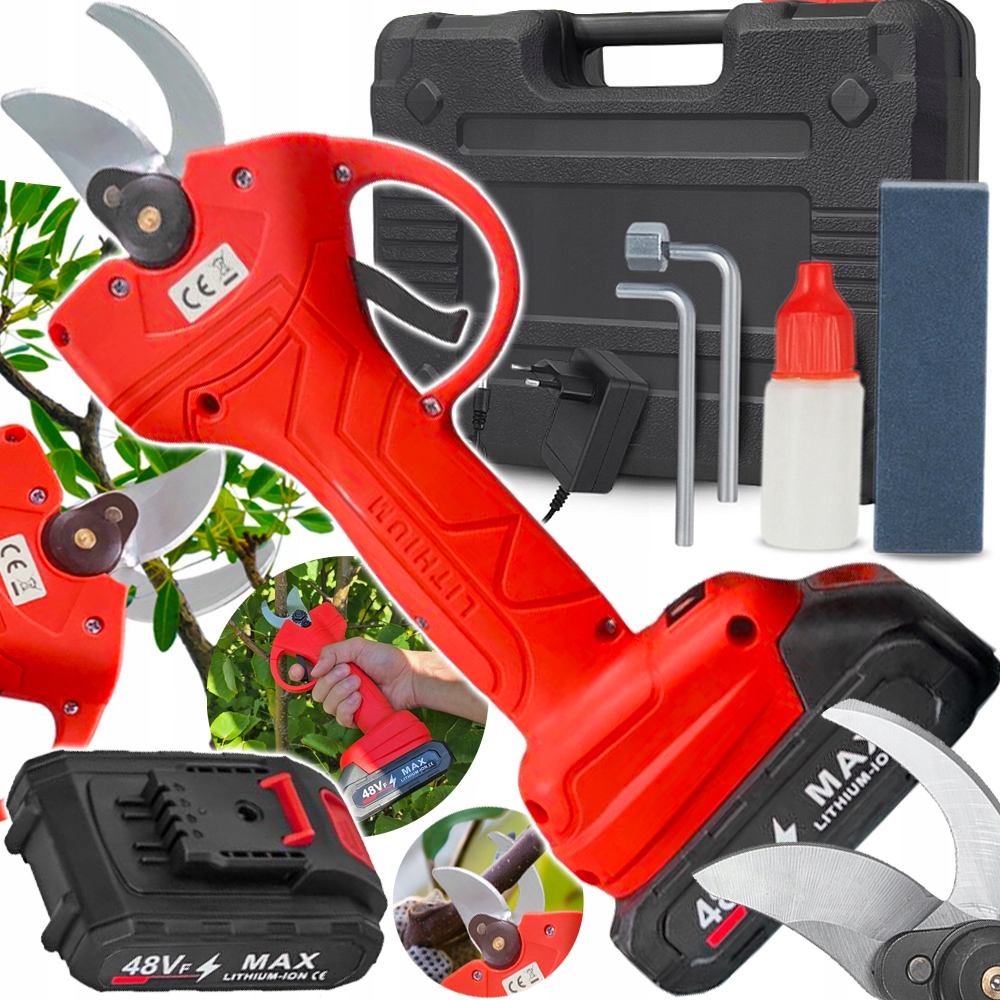 Sekator Akumulatorowy Ogrodowy Elektryczny Nożyce do Gałęzi Li-Ion 48V 30mm