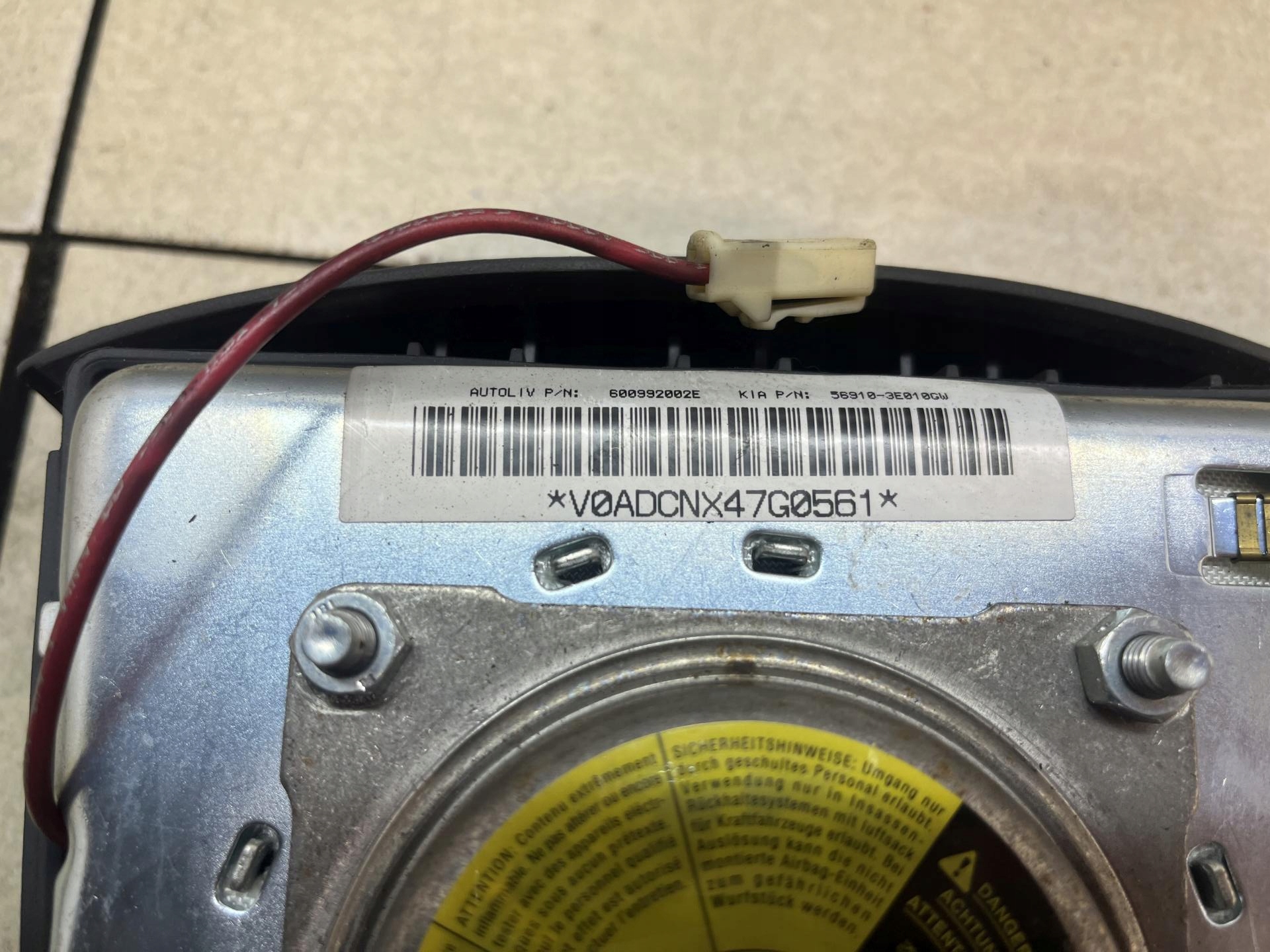 AIR BAG airbag aria KIA SORENTO e 2.5 CRDI 600992002E