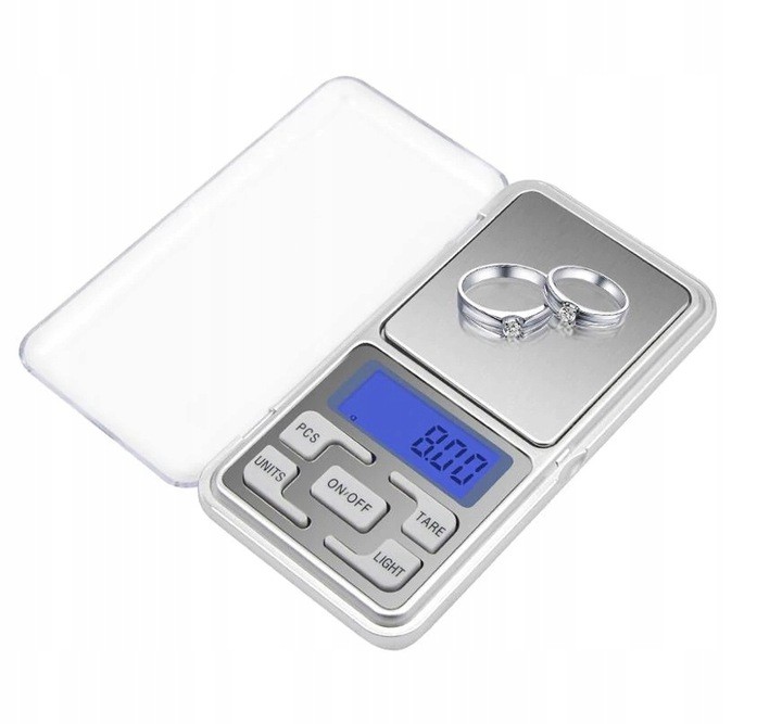 WAGA ELEKTRONICZNA JUBILERSKA BATERIE KUCHENNA BARDZO PRECYZYJNA 0,01g-200g Model Mini do 200g Mała Przenośna Dokładna Gramy tare