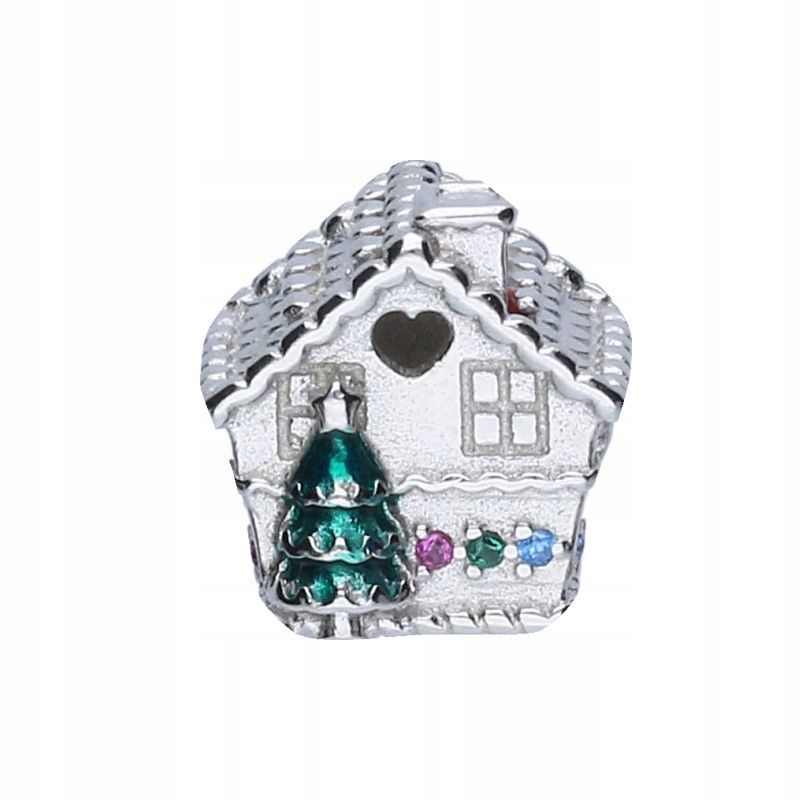 Stříbrný přívěsek 925 barevné zdobení vánoční bead domeček vánoční stromek