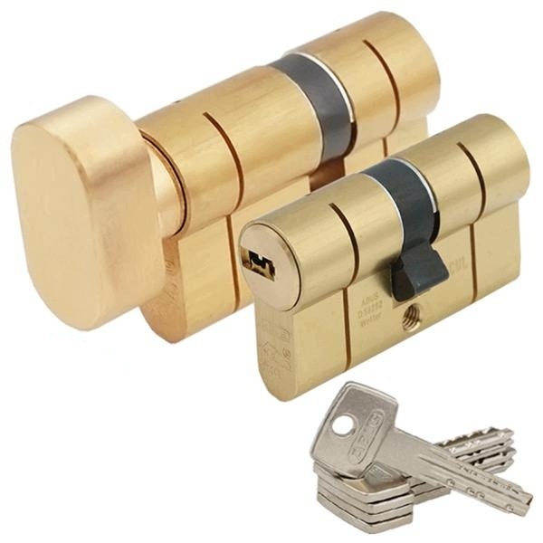 Vložky Do Dveří Abus D10 30/40 KD10 40G/30 S Knoflíkem, Mosaz Matná