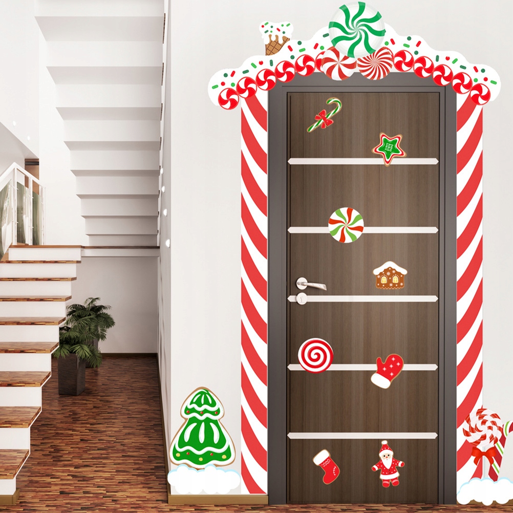 1 ZESTAW ŚWIĄTECZNEJ NAKLEJKI NA POKRYWĘ DRZWI WAKACYJNE DRZWI Marka bez marki