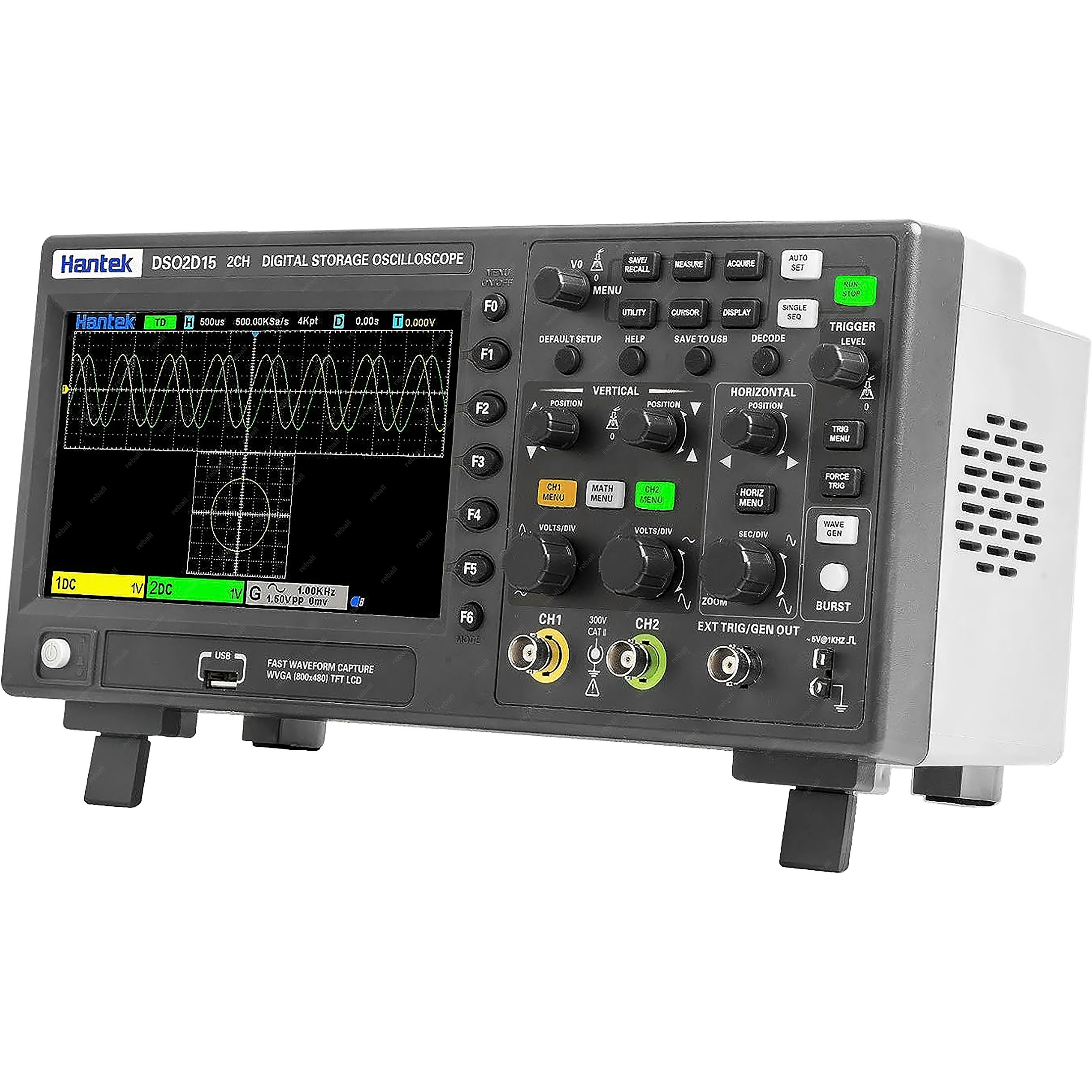 OSCYLOSKOP CYFROWY DWUKANAŁOWY HANTEK DSO2D15 2w1 2x150MHz +GENERATOR 25MHz Kod producenta Oscyloskop dwukanałowy DDS Hantek DSO2D15 2w1