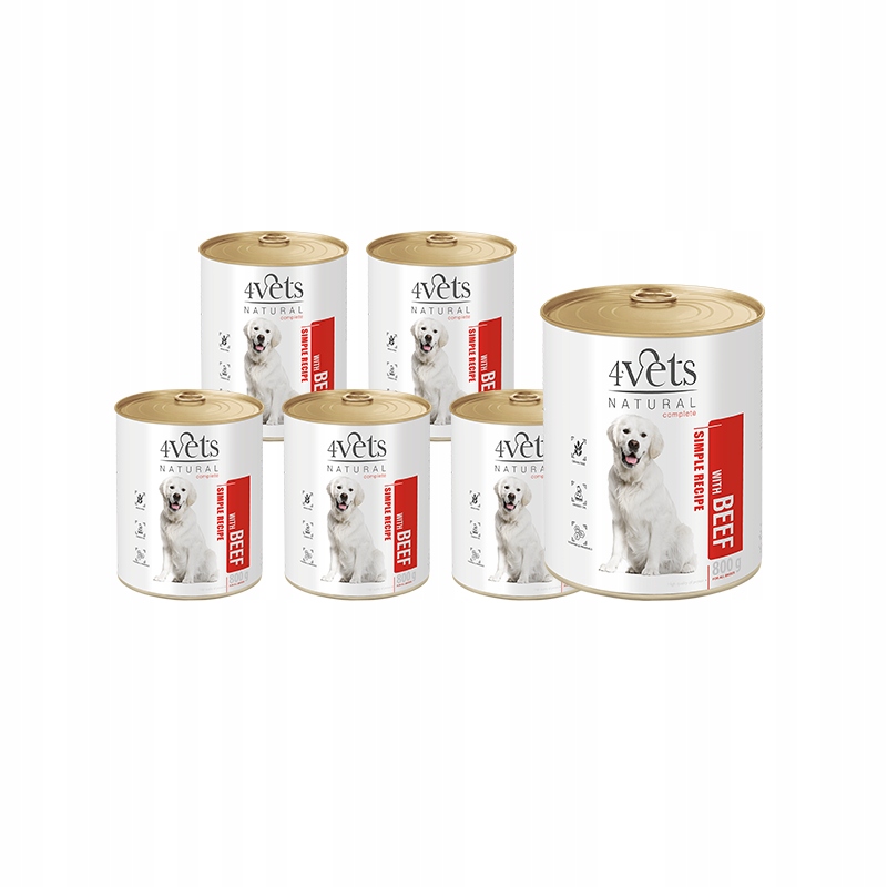 4Vets Natural karma mokra dla psa z wołowiną zestaw 12 x 800 g