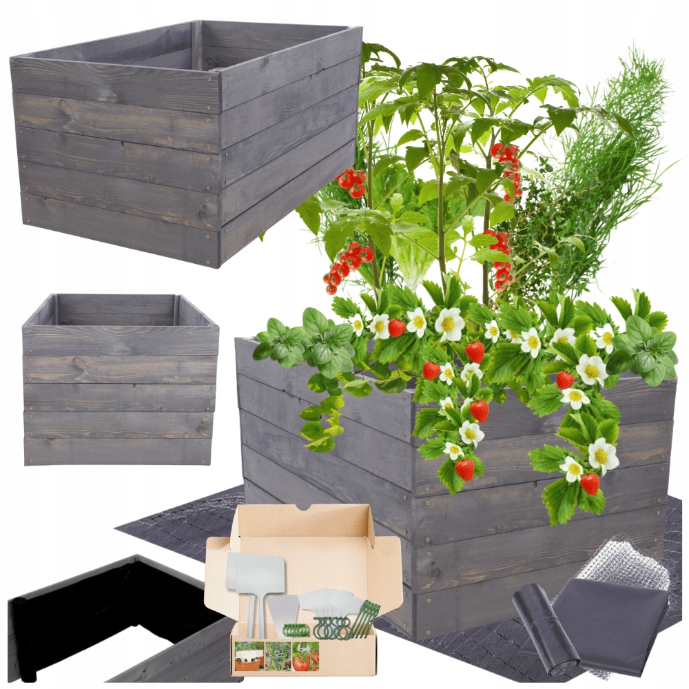 Dřevěný květináč zeleninová zahrada záhon s vyvýšenou truhlou pařeniště 45x60x60