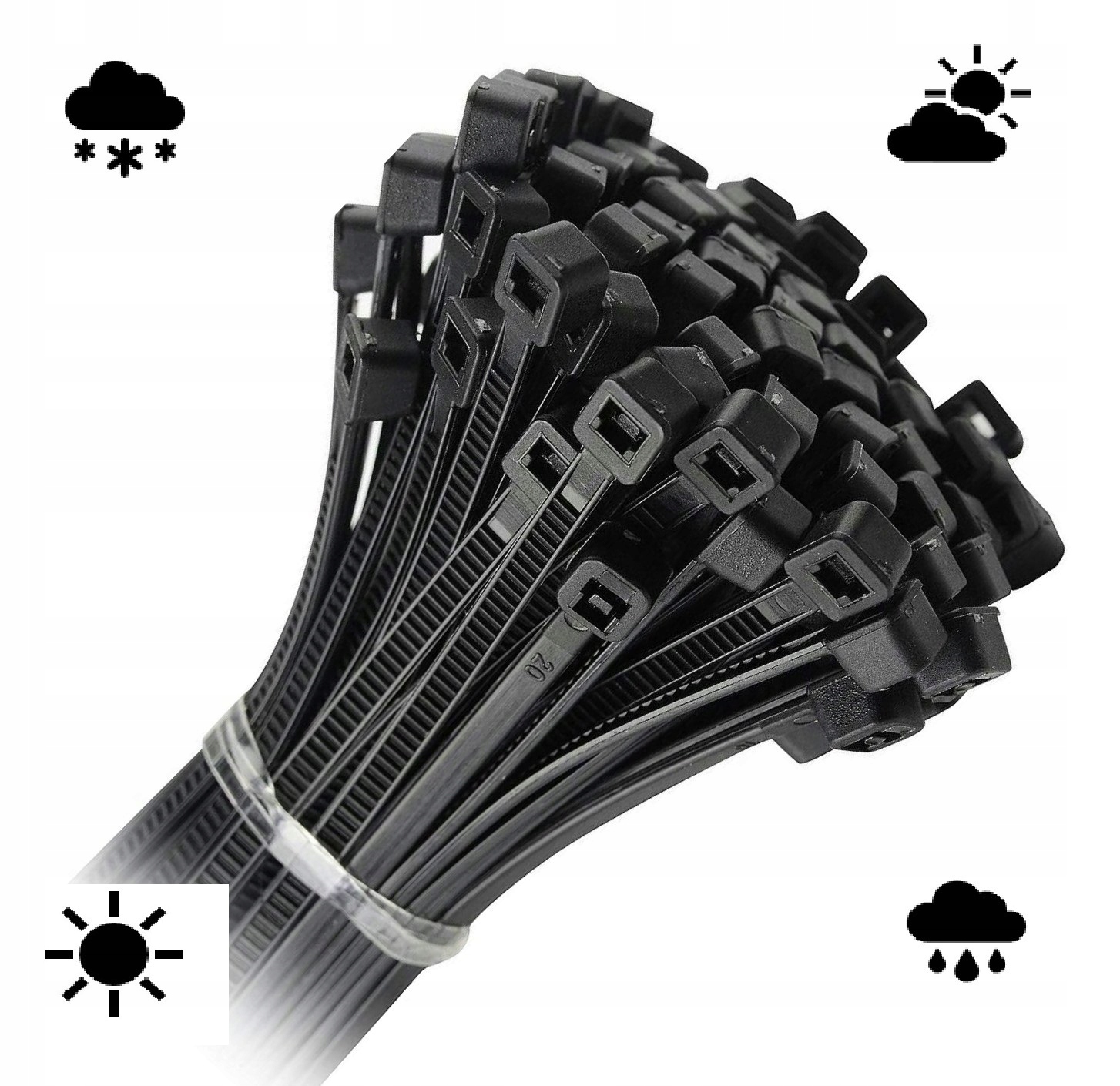 100szt OPASKI ZACISKOWE 7,6X400 mm TRYTKI OPASKI KABLOWE UV 400X7,6