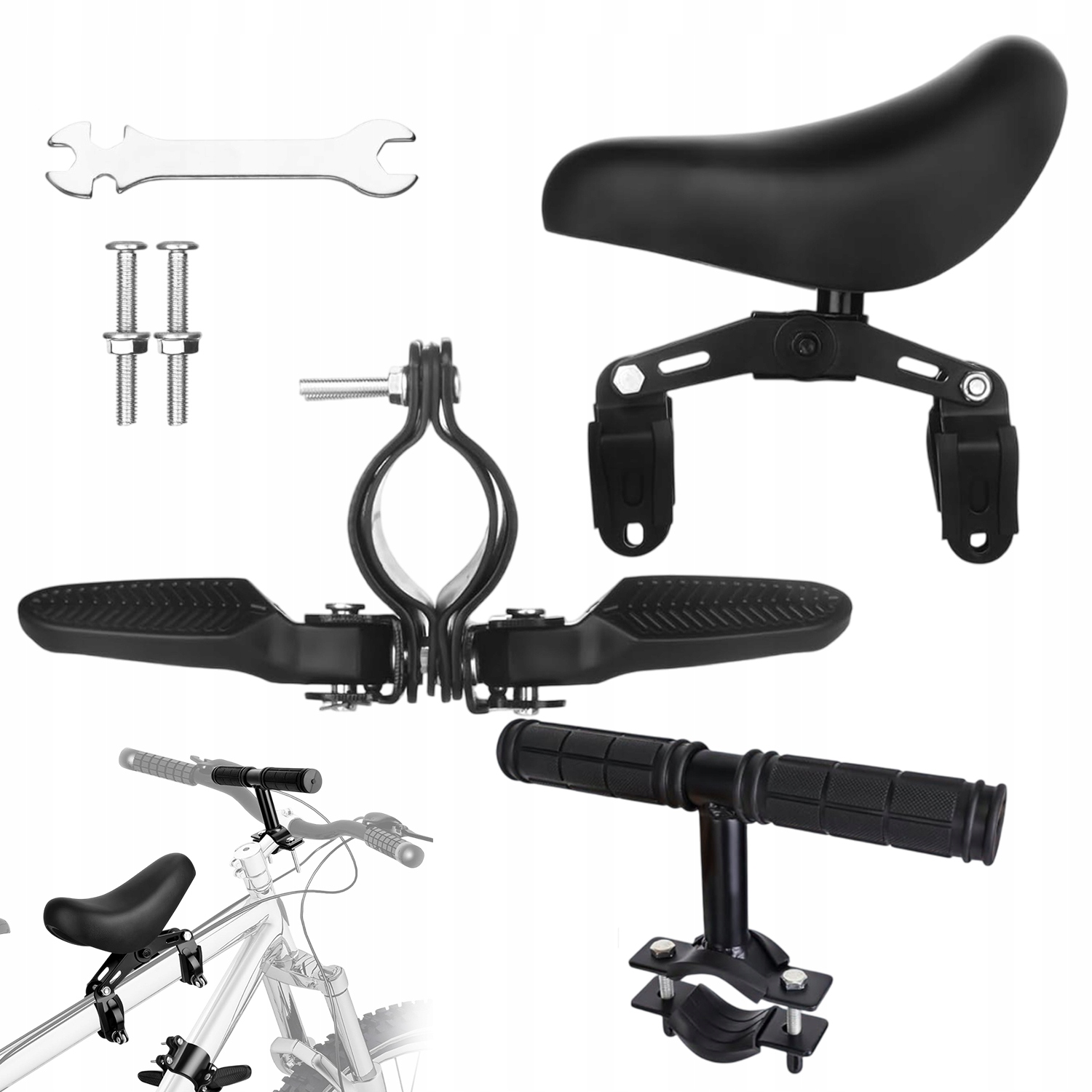 Přední Cyklosedačka Pro Děti Nastavitelná Na Rám Kola Opěrka Nohou