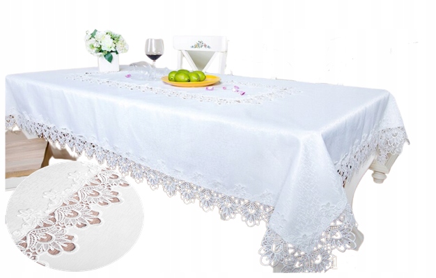 

Obrus Gipiura plamoodporny 160x400 prostokąt Biały