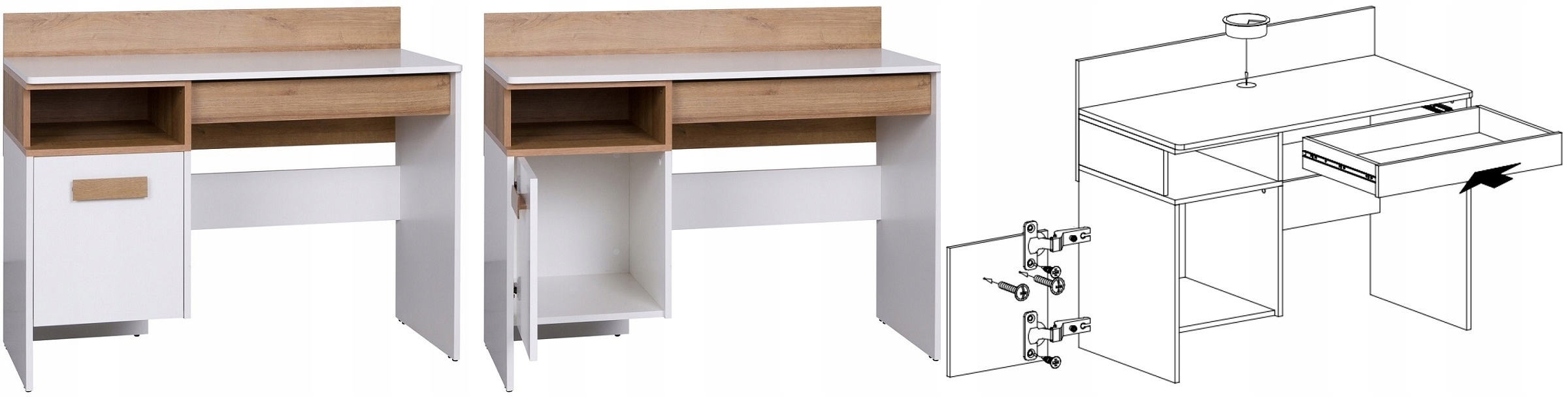 biurko z szafką do nauki młodzieżowe dziecięce praktyczne meble Grant 02 Marka MARMEX Meble