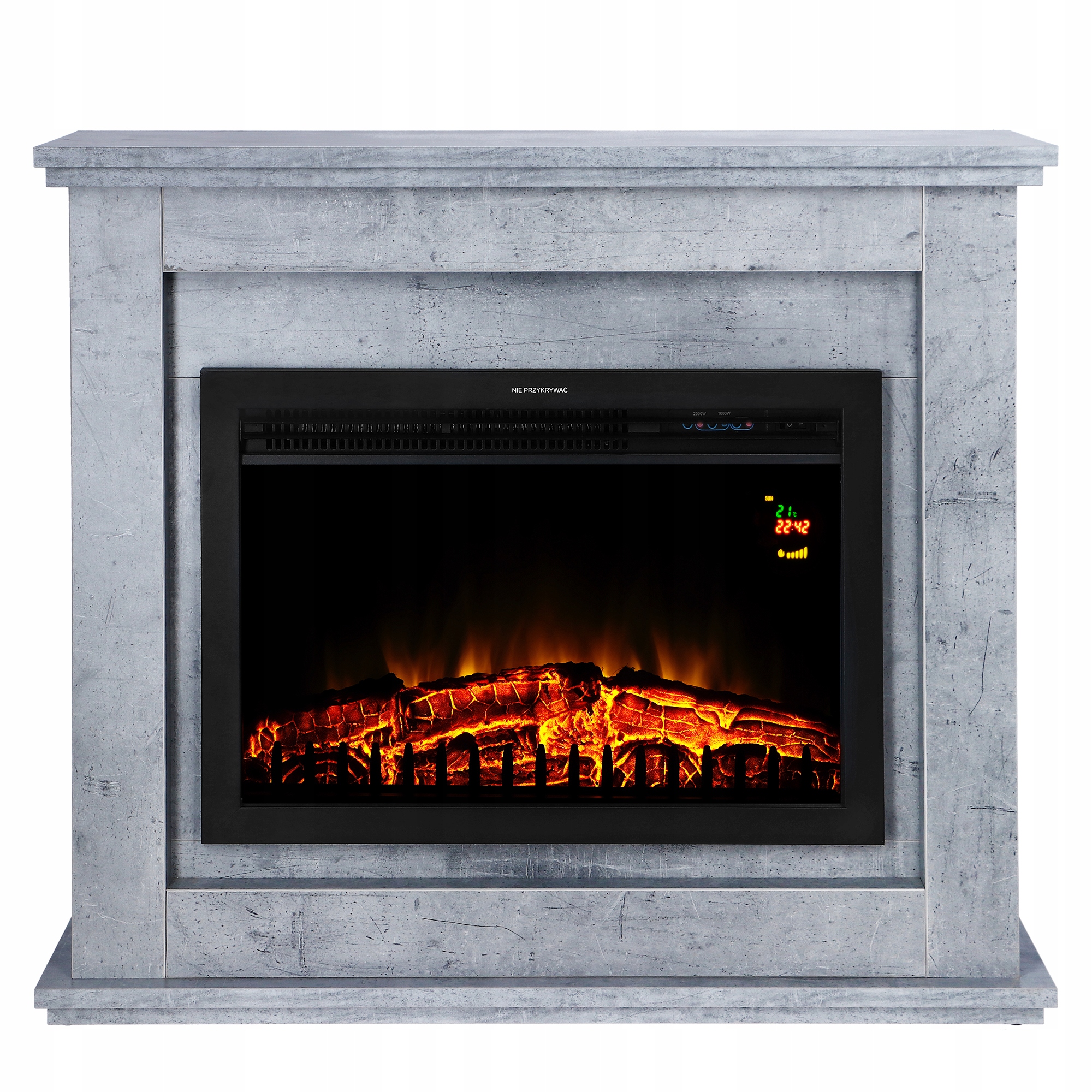 Kominek elektryczny LED. BETON ARCHITEKTONICZNY.