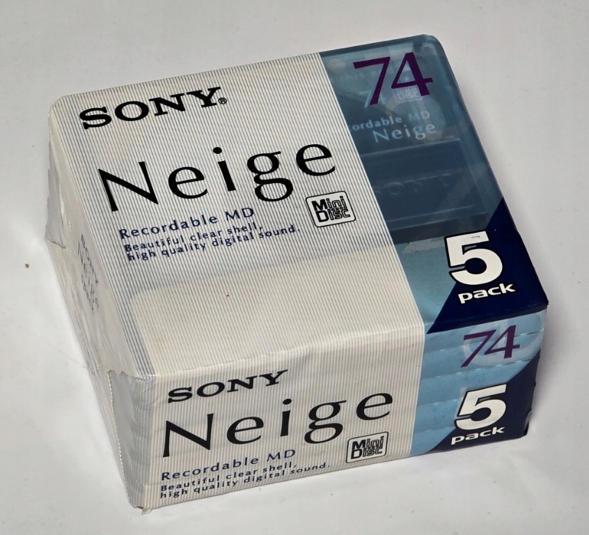 Sony Neige 74 Minidisc MD Diskety 5 Pack 5 Ks Vyrobené V Japonsku Fólie