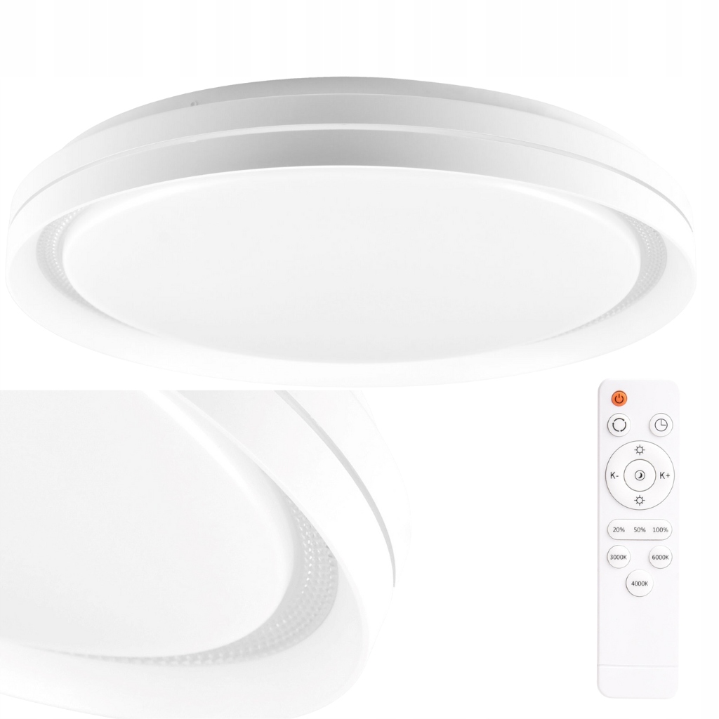 Plafon Sufitowy Biały okrągły Duży lampa Led 50CM panel do pokoju Pilot