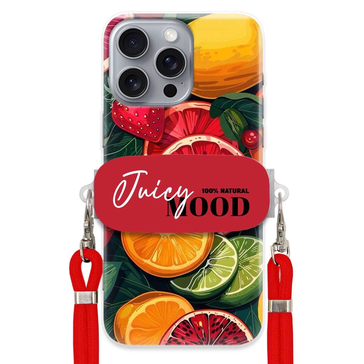 Pouzdro pro iPhone 16 Pro Max Červené vodítko Držák Fruit Ovoce Juice Mood