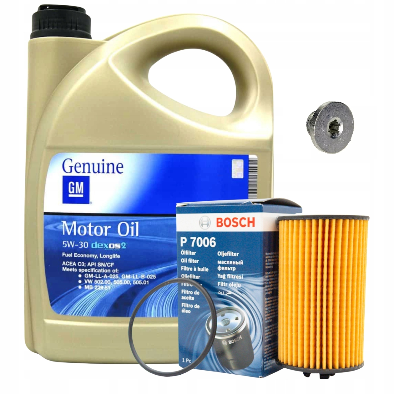 Motorový olej Gm Dexos 2 5 l 5W-30 Olejový filtr Bosch Opel 1.0 1.8 16v