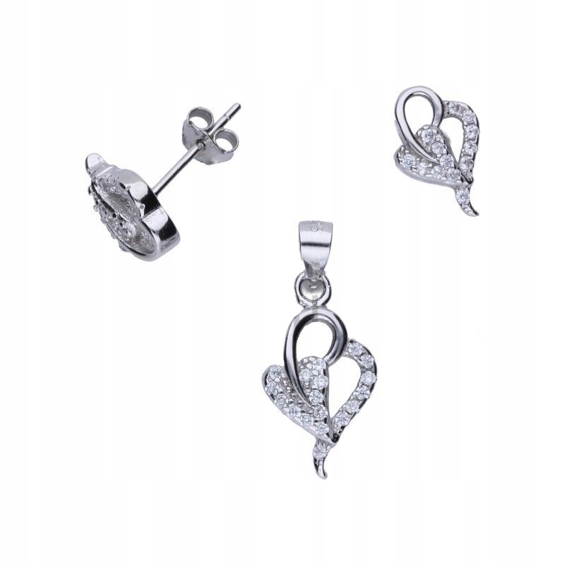 Stříbrný komplet srdíčka s zirkony