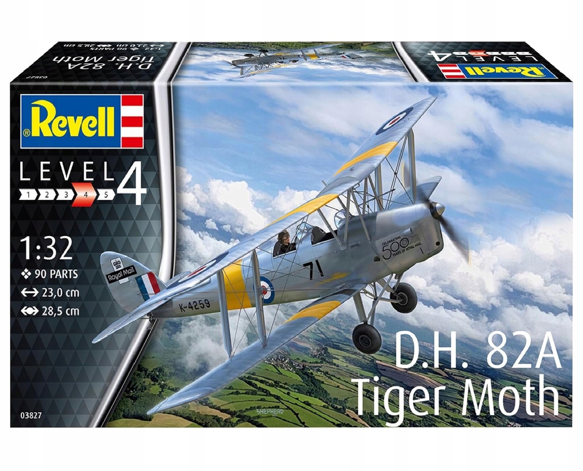 Revell 03827 Tiger Moth 1:32 Samolot RAF Model do Sklejania DIY II Wojna