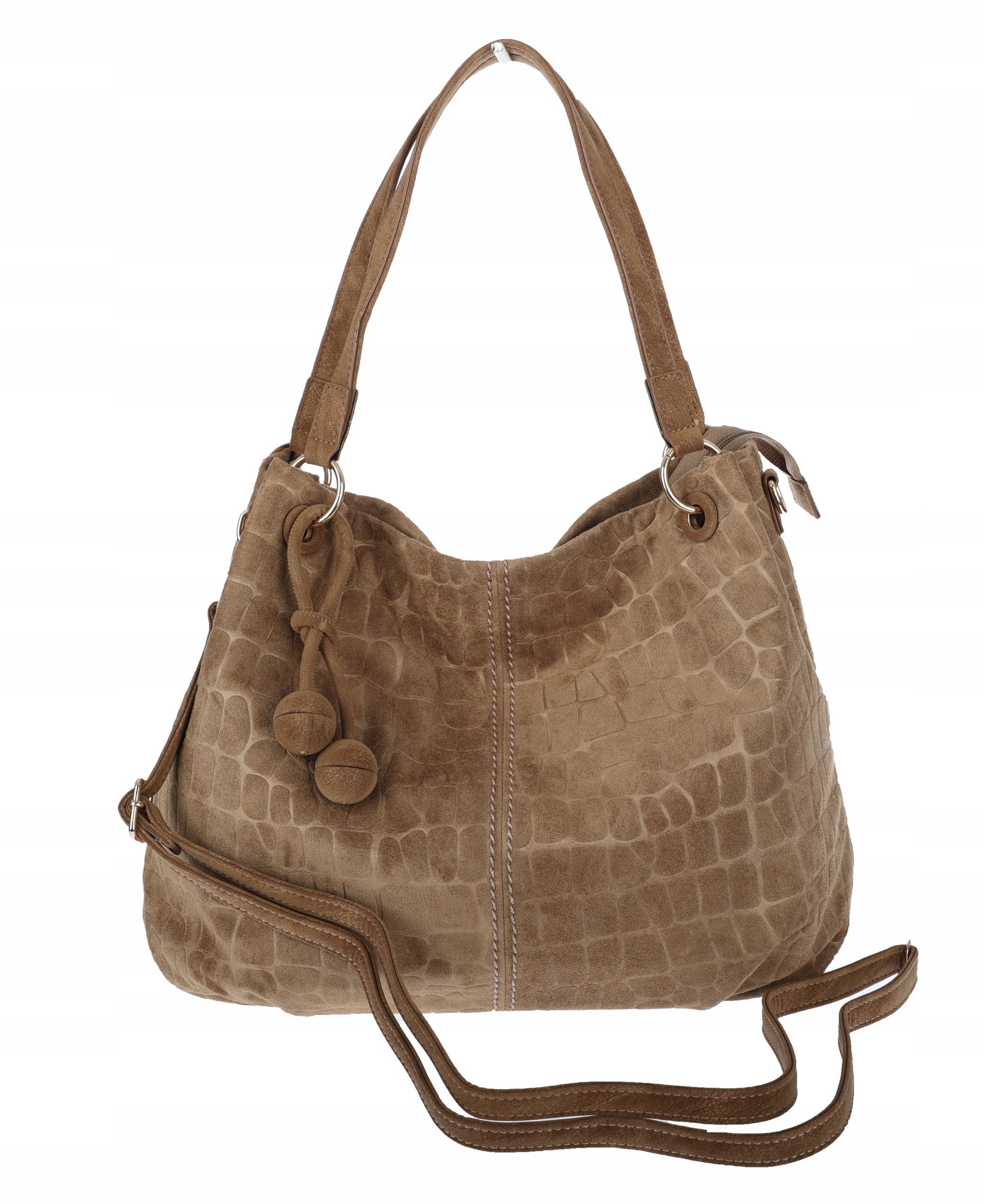 Dámská shopper kabelka prostorná semišová taška do ruky přes rameno HL004 Béžová