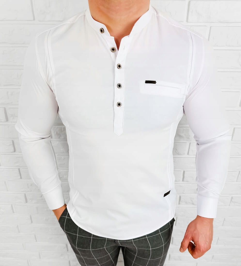 Koszula biala ze stojka slim fit Stylovy 1966 XXXL