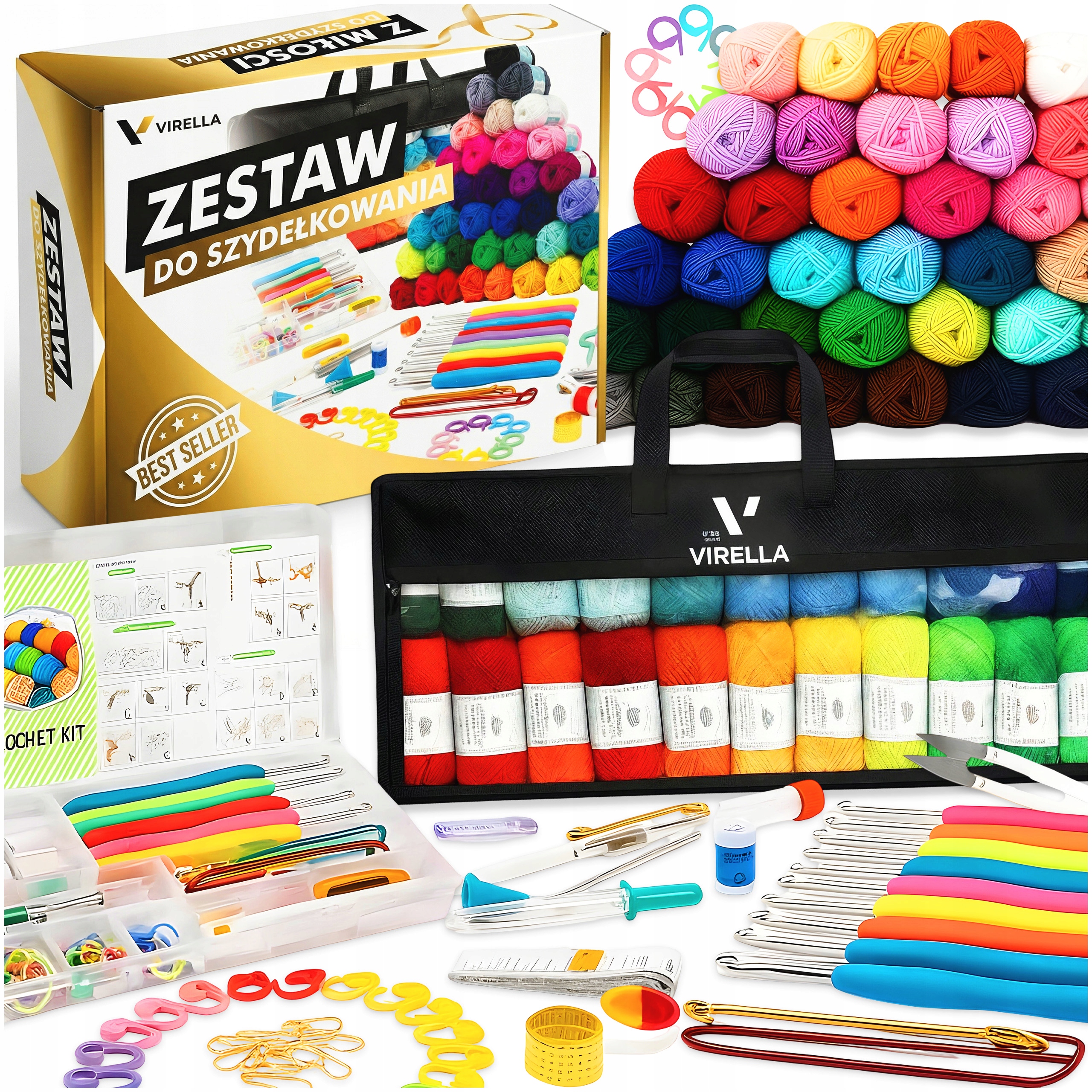 Sada Na Háčkování Háčky Příze Akcesoria 113 Dílů Pro Začátečníky XXL Taška