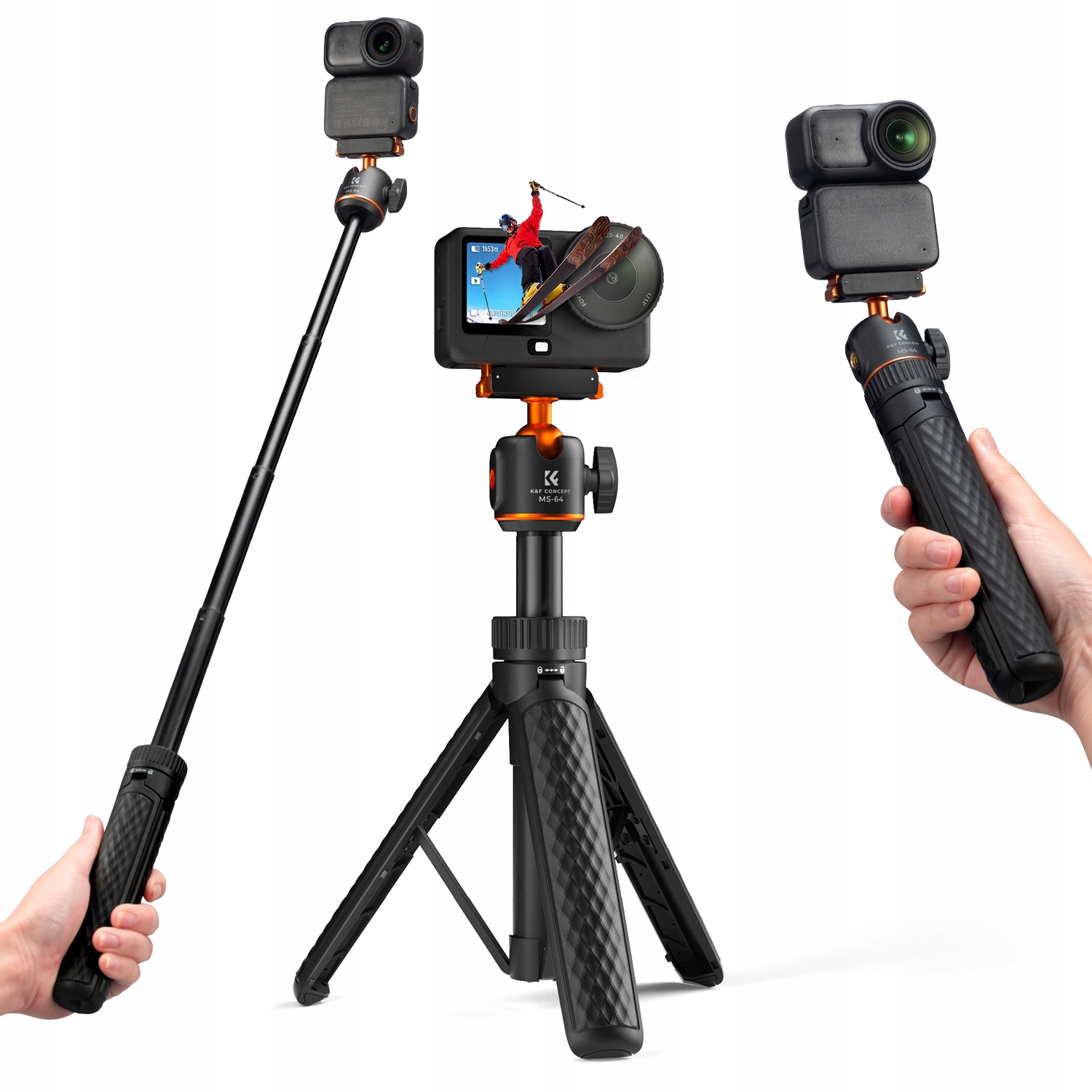 Mini statyw Kijek selfie stick 65cm 360° Głowica do Dji Osmo Nano Action 6
