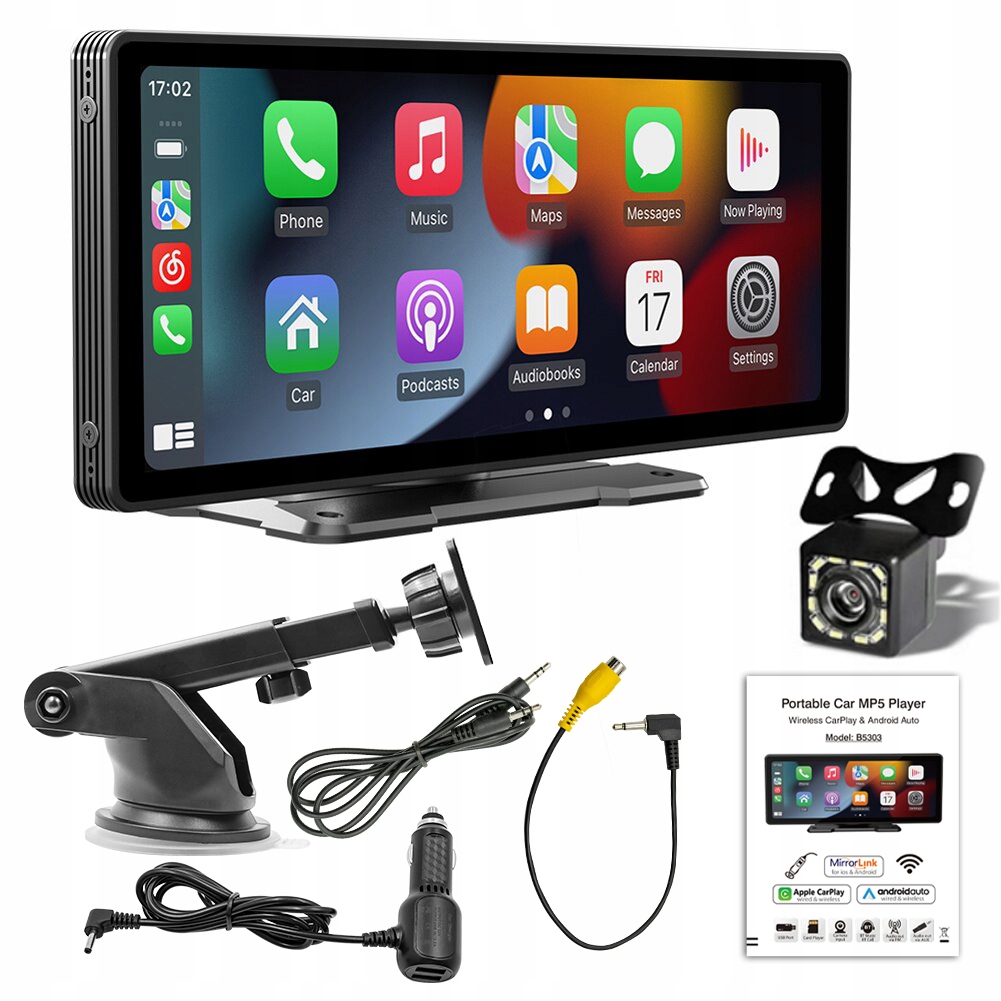 MONITOR SAMOCHODOWY 9.3" CARPLAY ANDROID AUTO + KAMERA COFANIA + 2 UCHWYTY