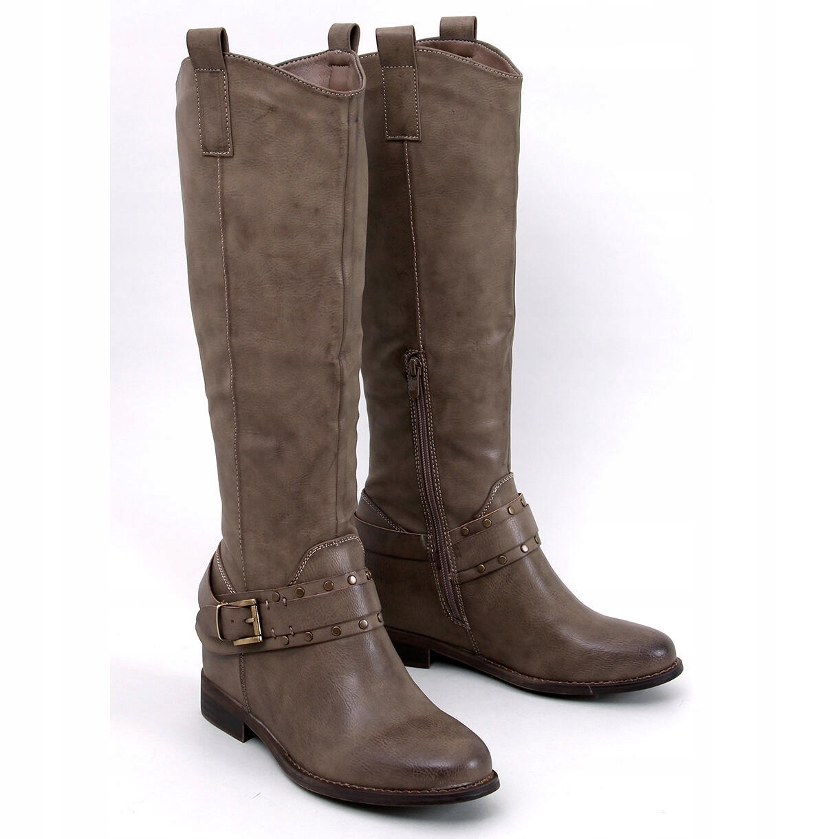 Kozaki na ukrytym koturnie Watson Khaki r.37 Oryginalne opakowanie producenta pudełko