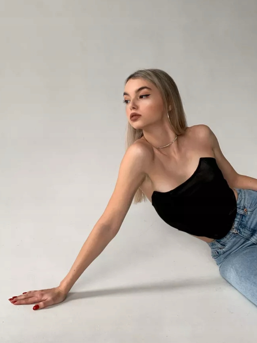 BIUSTONOSZ BEZ RAMIĄCZEK BANDEAU TOP STANIK OPASKA GORSETOWY TOP DAMSKI L Fason inny